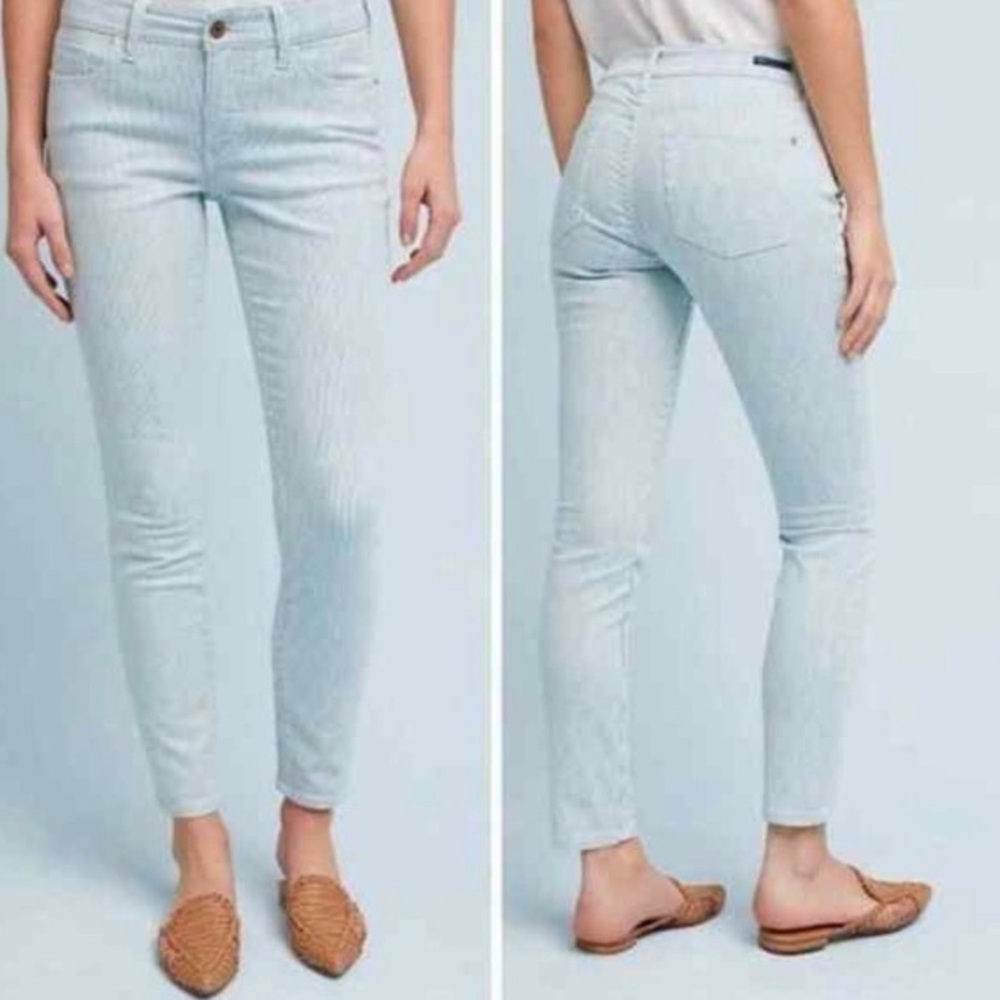 Anthropologie Pilcro Pinstripe Mid Rise Skinny Ankle Jeans Sz 26